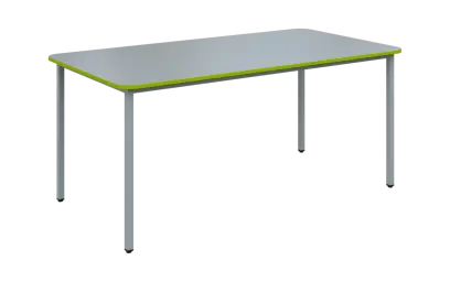 JSBR 170N Jídelní stůl 1700 x 900 mm, deska šedá s hranou jarní zeleň / podnož stříbrná
